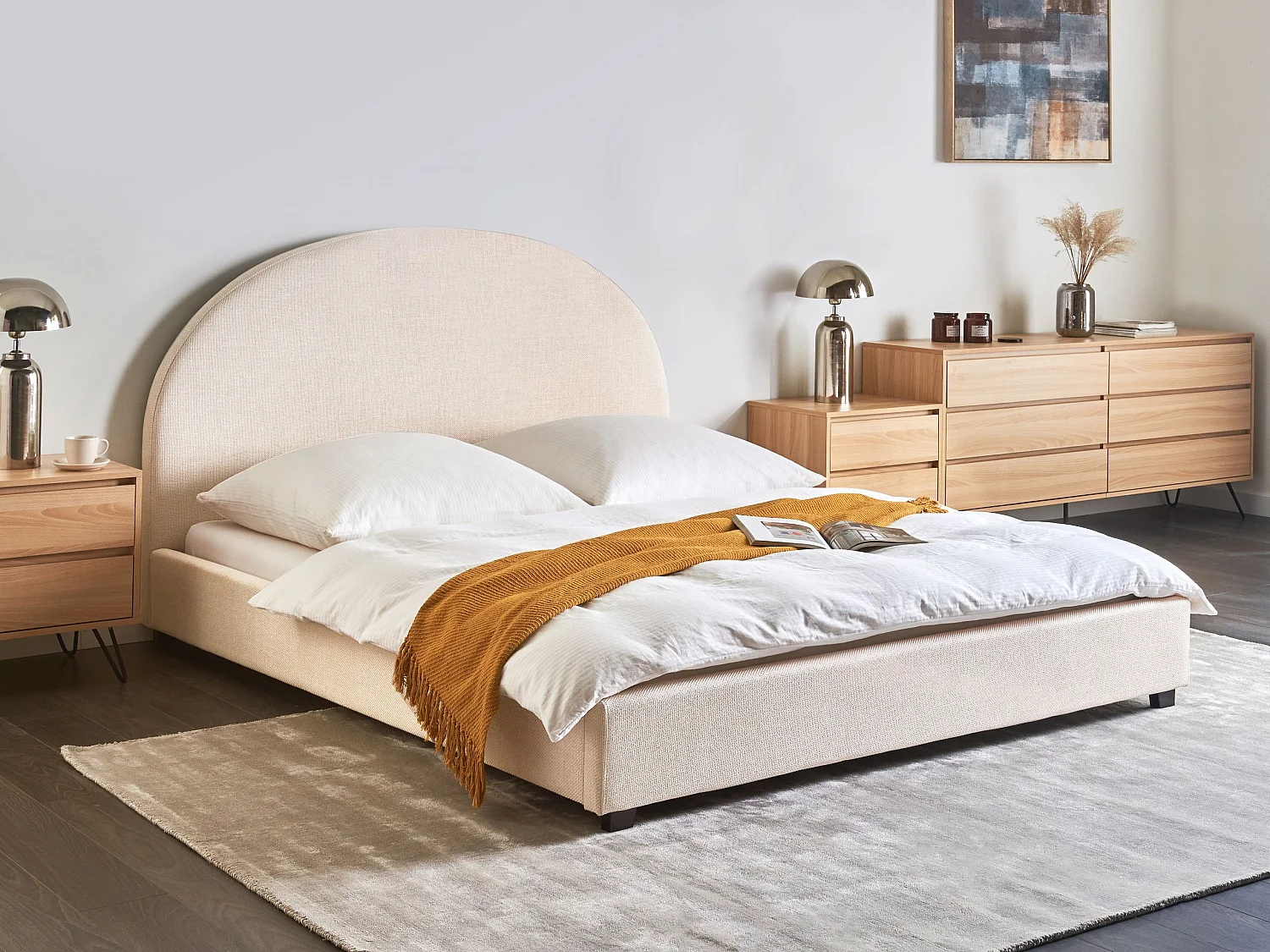 Bed Stof VAUCLUSE 160 x 200 cm Lichtbeige