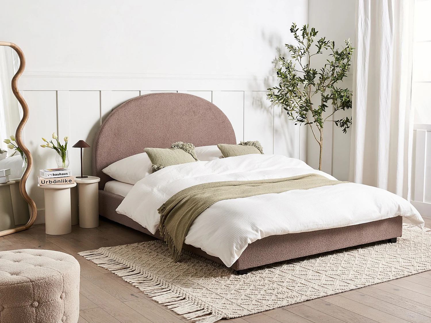 Bed Bouclé VAUCLUSE 140 x 200 cm Taupe