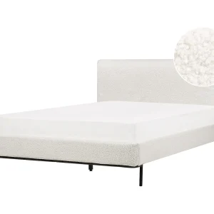 Bed bouclé wit 140 x 200 cm CORIO
