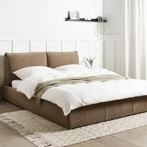 Bed Bouclé VINAY 160 x 200 cm Bruin Bed Bouclé VINAY 160 x 200 cm Bruin