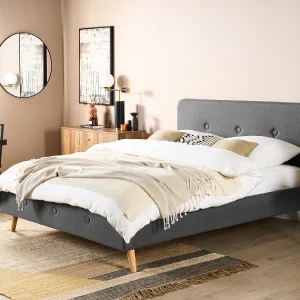 Bed Stof RENNES II 160 x 200 cm Donkergrijs Bed Stof RENNES II 160 x 200 cm Donkergrijs