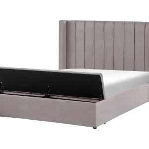 Bed met opbergbankje Fluweel NOYERS 140 x 200 cm Grijs Bed met opbergbankje Fluweel NOYERS 140 x 200 cm Grijs