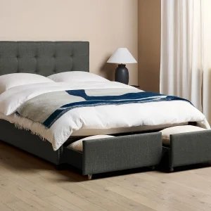 Bed met opbergladen Stof LA ROCHELLE 140 x 200 cm Donkergrijs Bed met opbergladen Stof LA ROCHELLE 140 x 200 cm Donkergrijs