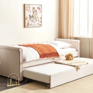 Onderschuifbed Fluweel LIBOURNE 90 x 200 cm Pastelroze Onderschuifbed Fluweel LIBOURNE 90 x 200 cm Pastelroze