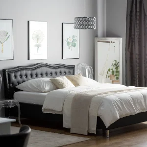 Bed Kunstleer METZ 140 x 200 cm Zwart