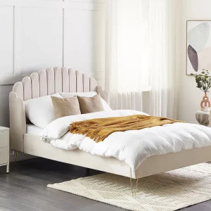 Bed Stof AMBILLOU 140 x 200 cm Lichtbeige Bed Stof AMBILLOU 140 x 200 cm Lichtbeige
