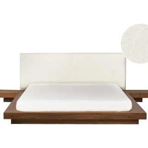 Bed met bouclé hoofdbord bruin 160 x 200 cm ZEN Bed met bouclé hoofdbord bruin 160 x 200 cm ZEN