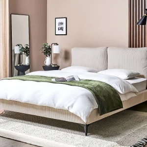Bed Corduroy MELLE 160 x 200 cm Lichtbeige