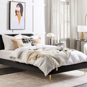 Bed Fluweel FLAYAT 160 x 200 cm Zwart