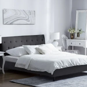 Bed Stof SAVERNE 180 x 200 cm Donkergrijs Bed Stof SAVERNE 180 x 200 cm Donkergrijs