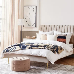 Bed Fluweel MARVILLE 160 x 200 cm Zandbeige Bed Fluweel MARVILLE 160 x 200 cm Zandbeige