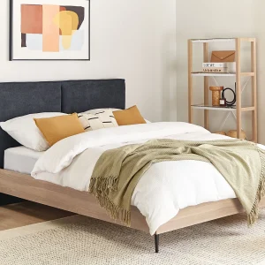 Bed Stof IZERNORE 140 x 200 cm Donkergrijs Bed Stof IZERNORE 140 x 200 cm Donkergrijs