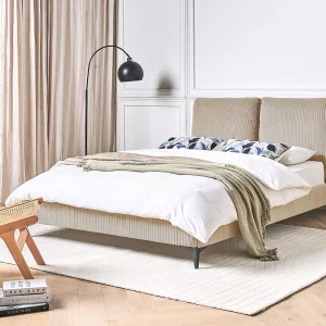 Bed Corduroy MELLE 140 x 200 cm Taupe