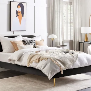 Bed Fluweel FLAYAT 180 x 200 cm Zwart