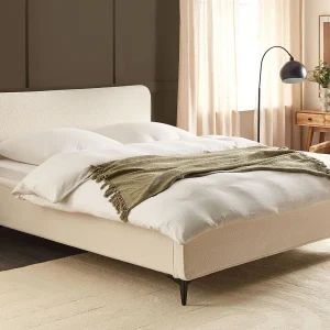 Bed Bouclé VALOGNES 180 x 200 cm Lichtbeige