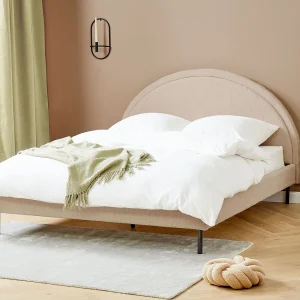 Bed Bouclé MARGUT 160 x 200 cm Beige Bed Bouclé MARGUT 160 x 200 cm Beige