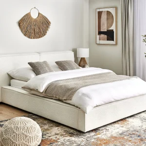 Bed Bouclé LINARDS 160 x 200 cm Wit Bed Bouclé LINARDS 160 x 200 cm Wit
