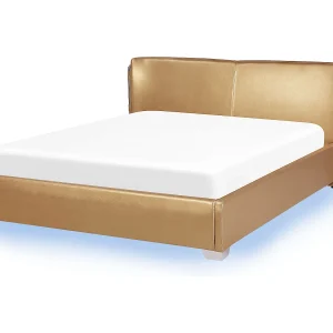 Bed met LED leer goud 160 x 200 cm PARIS Bed met LED leer goud 160 x 200 cm PARIS