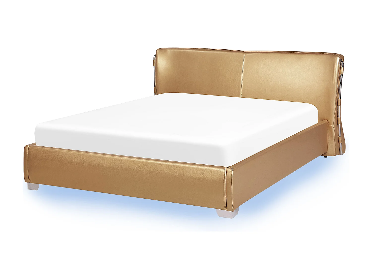 Bed met LED leer goud 160 x 200 cm PARIS
