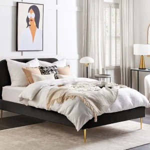 Bed Fluweel FLAYAT 140 x 200 cm Zwart