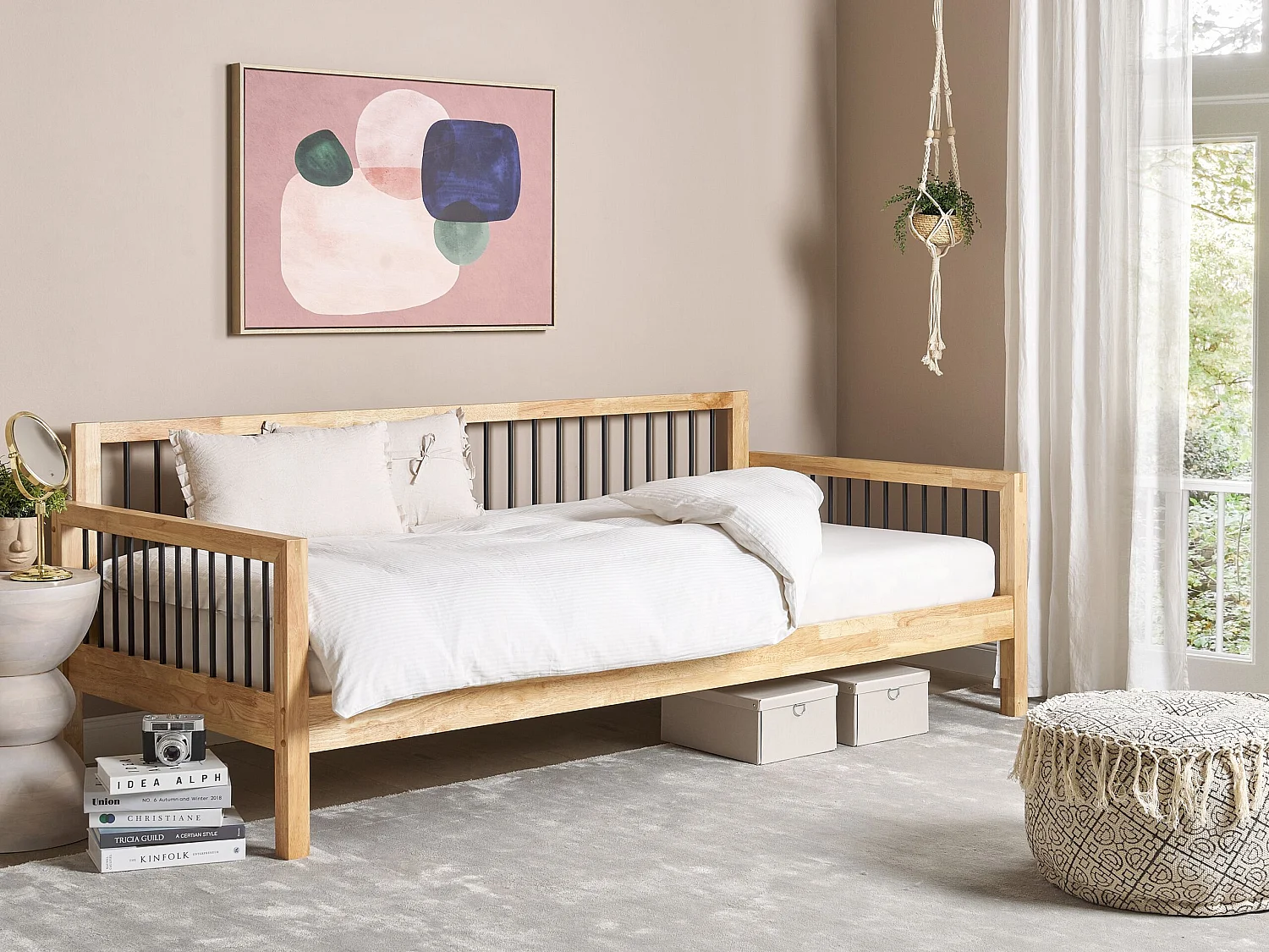 Bedbank hout lichtbruin 90 x 200 cm TRICOT