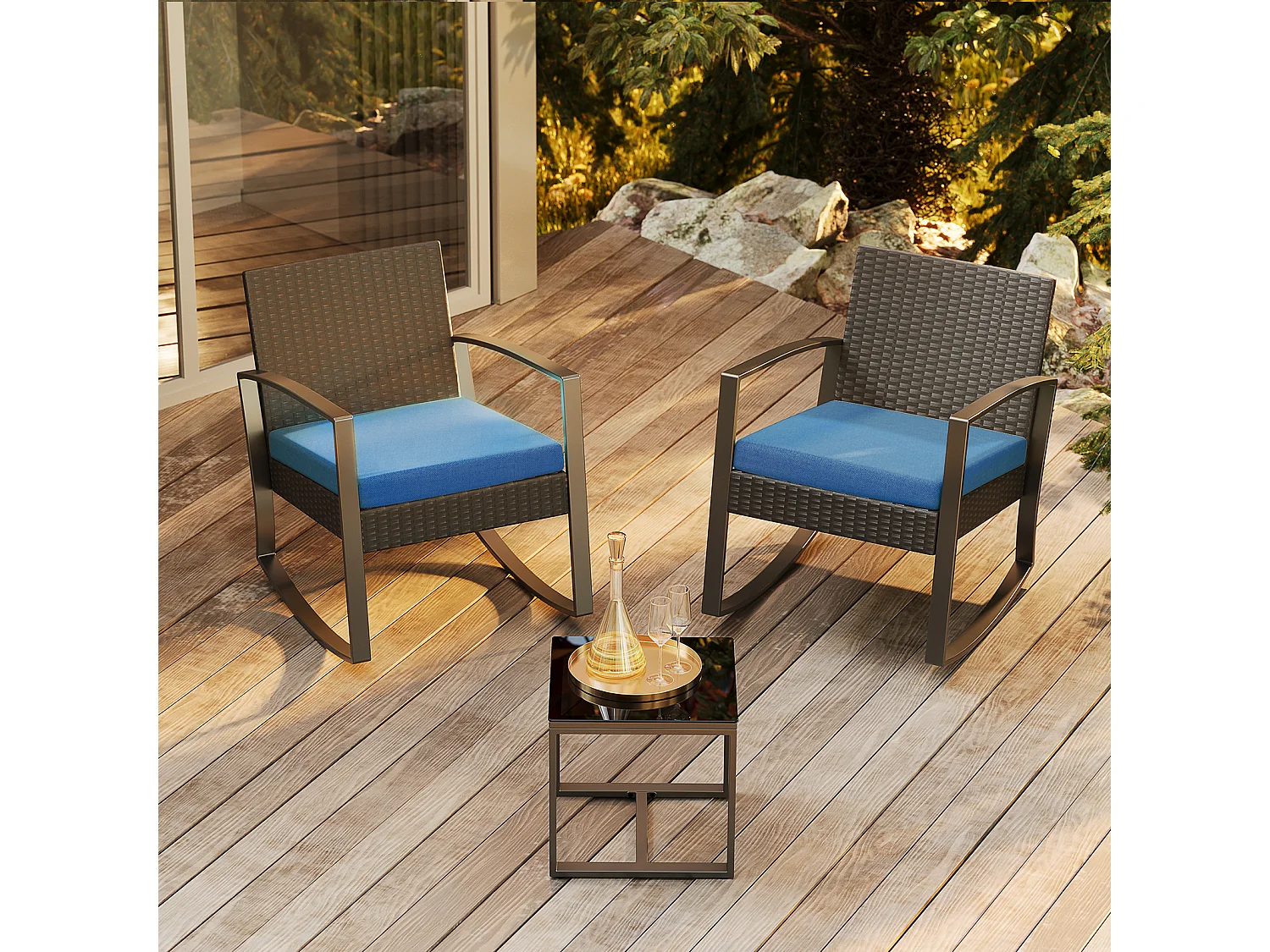 Bealife set tuin schommelstoelen met bijtaveltje - blauw