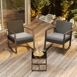 Bealife set tuin schommelstoelen met bijtaveltje – grijs Bealife set tuin schommelstoelen met bijtaveltje – grijs