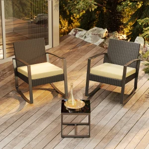 Bealife set tuin schommelstoelen met bijtaveltje – geel Bealife set tuin schommelstoelen met bijtaveltje – geel