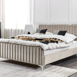Bed Fluweel LUNAN 160 x 200 cm Taupe