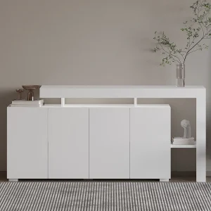 "Beliz" Houten Buffet – Wit, LED-verlichting, 170 x 35 x 80 cm, Modern Design