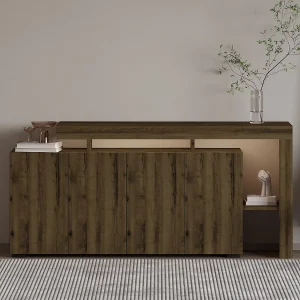 "Beliz" Houten Buffet – Antiek Notenhout, LED-verlichting, 170 x 35 x 80 cm, Modern Design "Beliz" Houten Buffet – Antiek Notenhout, LED-verlichting, 170 x 35 x 80 cm, Modern Design