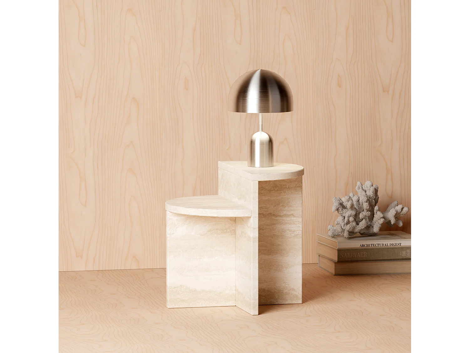 Bijzettafel in travertin – beige – Swan