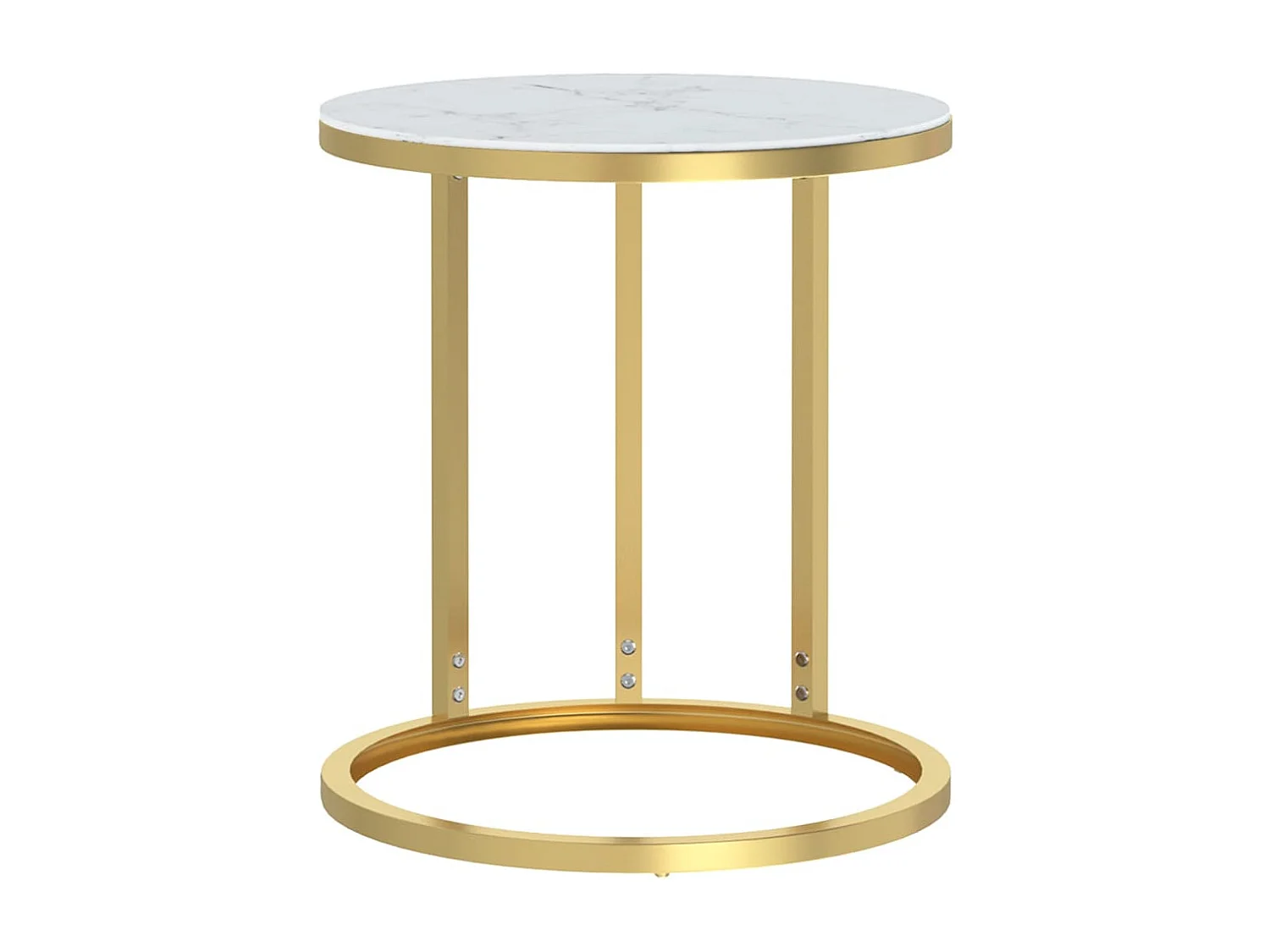 Bijzettafel 45 cm gehard glas goudkleurig en witmarmer