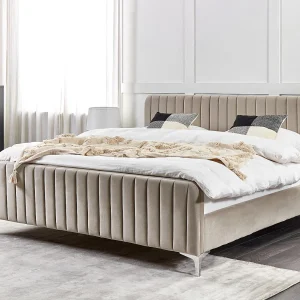 Bed Fluweel LUNAN 180 x 200 cm Taupe