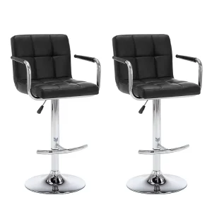 Barstoelen 2 st kunstleer zwart Barstoelen 2 st kunstleer zwart