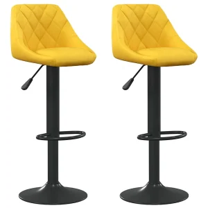 Barkrukken 2 st fluweel mosterdgeel Barkrukken 2 st fluweel mosterdgeel
