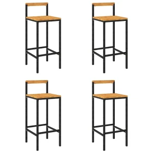 Barkrukken 4 st poly rattan en massief acaciahout zwart Barkrukken 4 st poly rattan en massief acaciahout zwart