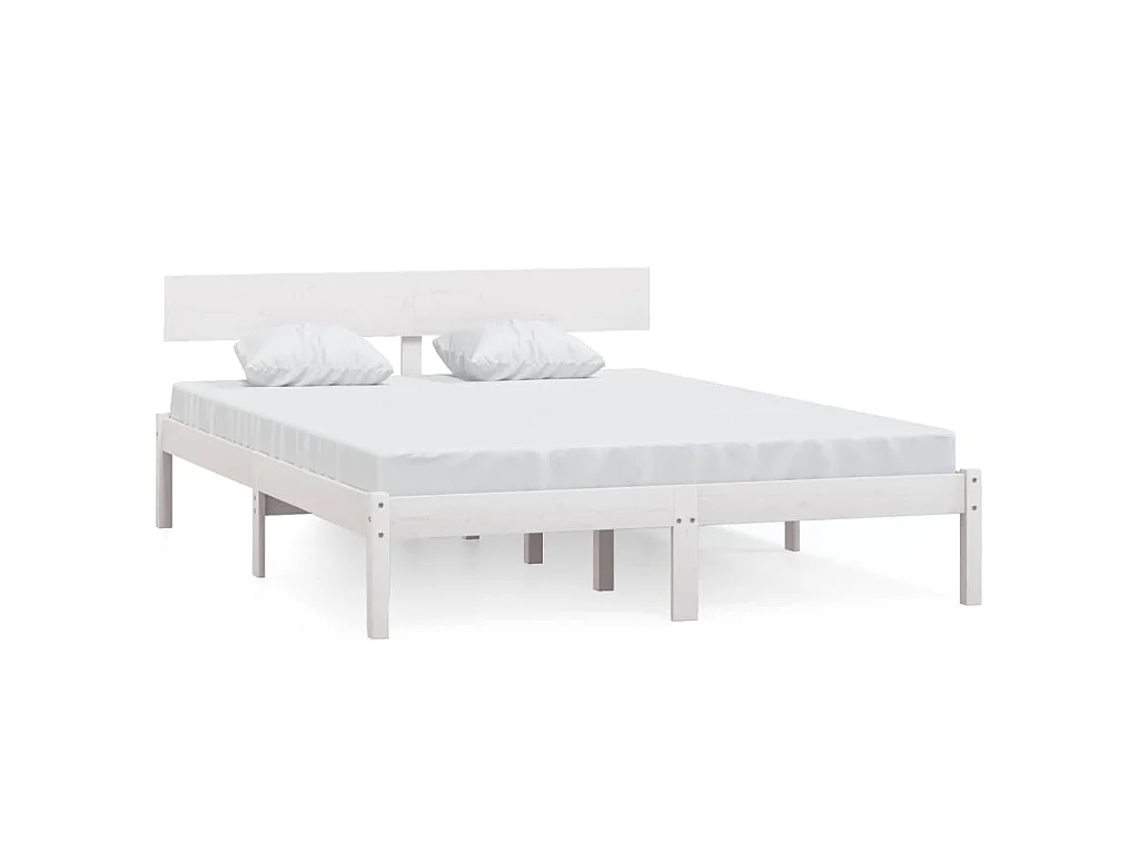 Bedframe massief grenenhout wit 160x200 cm