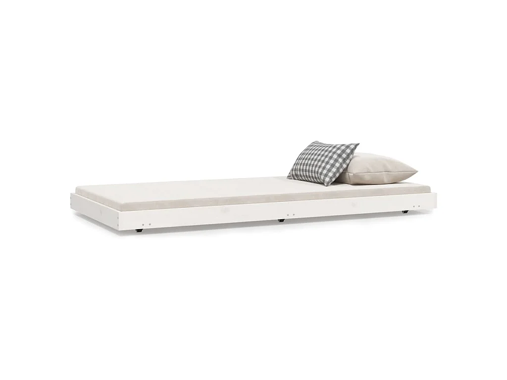 Bedframe zonder matras massief grenenhout wit 75x190 cm