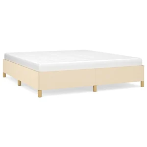 Bedframe zonder matras stof crèmekleurig 160×200 cm Bedframe zonder matras stof crèmekleurig 160×200 cm