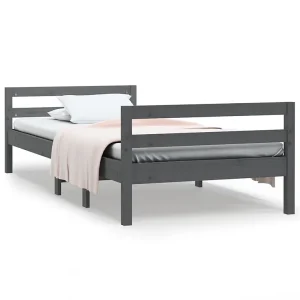 Bedframe massief grenenhout grijs 90×200 cm Bedframe massief grenenhout grijs 90×200 cm