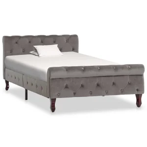 Bedframe fluweel grijs 100×200 cm Bedframe fluweel grijs 100×200 cm