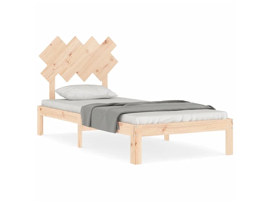 Bedframe met hoofdbord massief hout