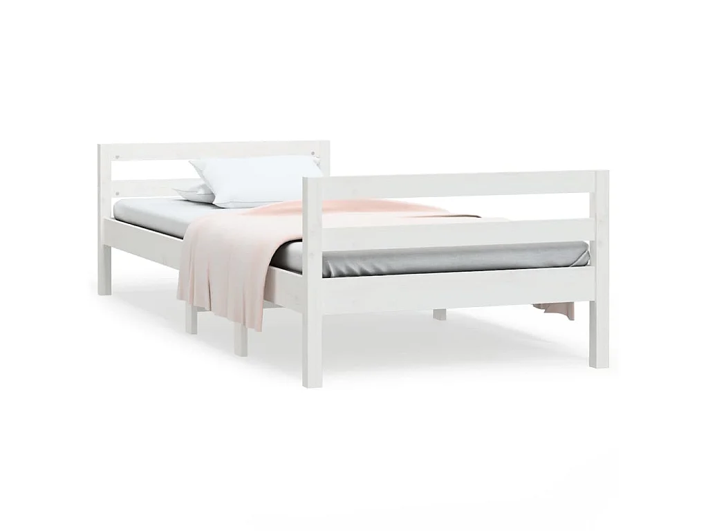 Bedframe zonder matras massief grenenhout wit 80x200 cm