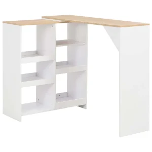 Bartafel met verplaatsbaar schap 138x39x110 cm wit Bartafel met verplaatsbaar schap 138x39x110 cm wit