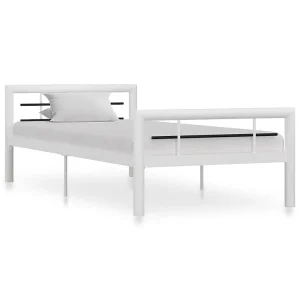 Bedframe metaal wit en zwart 100×200 cm Bedframe metaal wit en zwart 100×200 cm