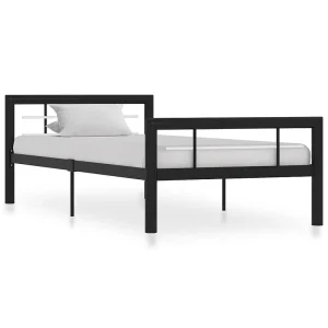 Bedframe metaal zwart en wit 100×200 cm Bedframe metaal zwart en wit 100×200 cm