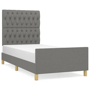 Bedframe zonder matras 90×200 cm stof donkergrijs Bedframe zonder matras 90×200 cm stof donkergrijs