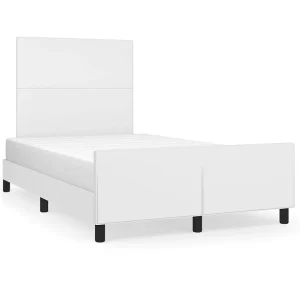 Bedframe met hoofdbord kunstleer wit 120×200 cm Bedframe met hoofdbord kunstleer wit 120×200 cm