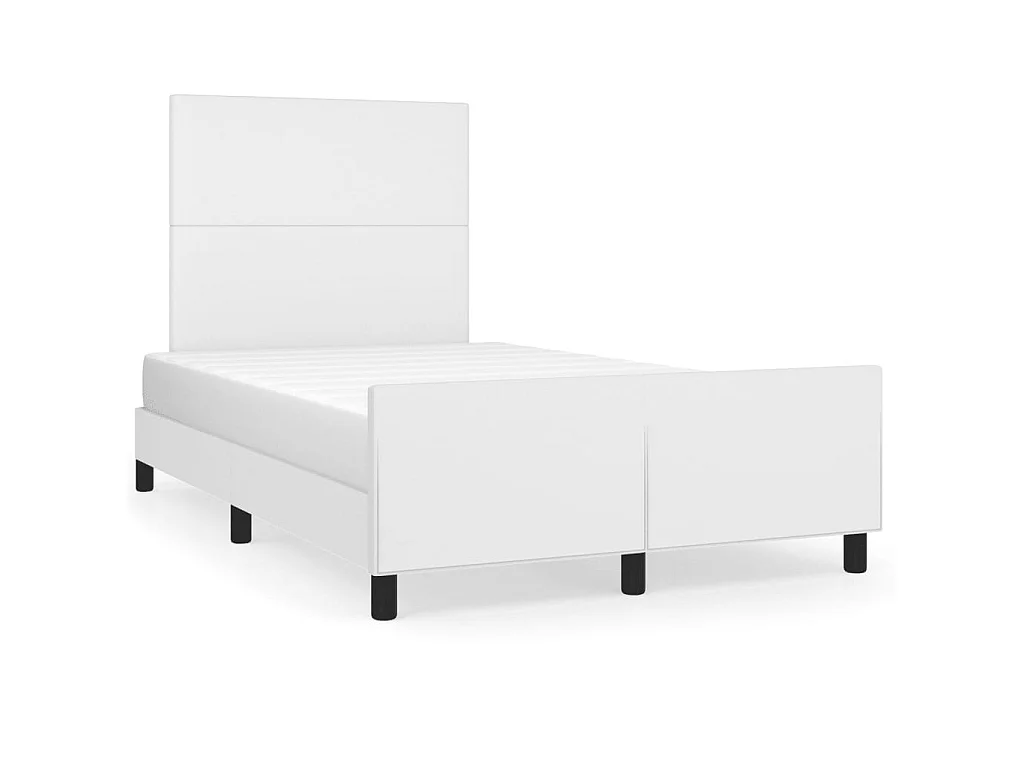 Bedframe met hoofdbord kunstleer wit 120x200 cm